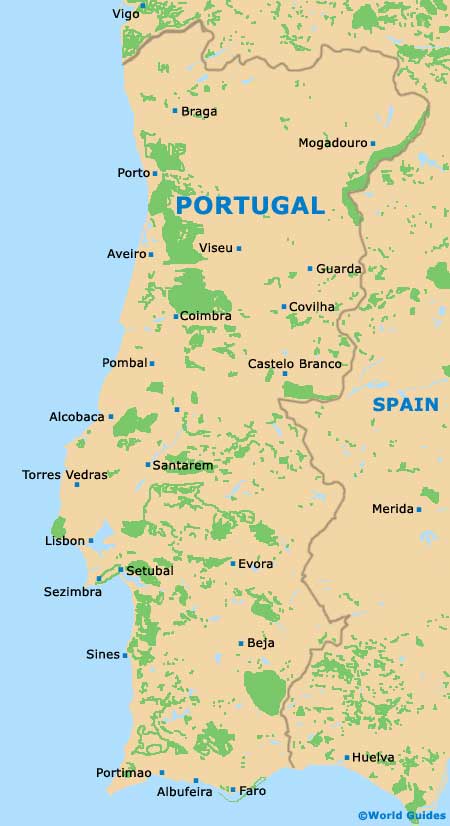 Map of the Algarve  Portugal Travel Guide