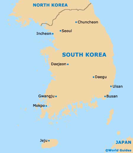South Korea Map. Seoul Incheon